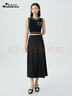 深呼吸DEEP BREATH女裝通勤高腰花色肌理中長(zhǎng)款半身裙A200216 黑 M (3碼) 曬單實(shí)拍圖