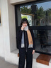 瑪麗亞·古琦（MARJA KURKI）山羊絨圍巾女冬款 漸變色保暖披肩 簡約圍脖女禮盒裝 往昔時光 灰米色 曬單實拍圖