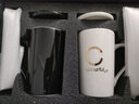 蓮澤 陶瓷馬克杯子禮盒情侶水杯送禮創(chuàng)意咖啡杯辦公水杯帶蓋帶勺子 【2條禮盒裝】黑白幸運(yùn)字母WY 曬單實(shí)拍圖