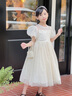 奧蒙威（AOMENGWEI）女童禮服裙兒童生日公主裙花童婚紗裙女孩主持人鋼琴演出服DY9175 香檳色 130 曬單實(shí)拍圖