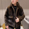 恒源祥精仿雪貂絨冬季夾克男外套2025新品皮毛一體雙面穿保暖大衣男裝 咖色 XL 175 (120-135斤) 曬單實(shí)拍圖