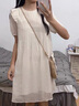 clotho Rennie品牌女裝雪紡連衣裙女夏季2025年新款小個子短袖遮肉氣質(zhì)中長裙 奶杏色 M 曬單實拍圖