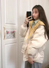 FSHE棉服女短款襖2025冬季新款韓版寬松面包服學(xué)生加厚衣外套 米白 M [建議100-115斤] 曬單實(shí)拍圖