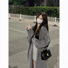 熒蒂針織衫女開衫中長款毛衣女款2025新款秋冬季小個子香風(fēng)加厚外套女 灰色1 M 曬單實拍圖
