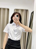 伊婭莎職業(yè)短袖襯衫男女同款棉質(zhì)大學(xué)生面試正裝銀行酒店銷(xiāo)售團體工作服 女-單件藍色襯衫 XL 曬單實(shí)拍圖