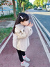 哈羅小黃鴨  HAL.DUCK女童皮草2023冬季新款女寶寶洋氣加厚派克服外套兒童兔毛棉衣冬裝 杏色 110 (身高100-110cm年齡4-5歲) 曬單實(shí)拍圖