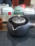 唐興陶瓷茶壺煮茶器電陶爐煮茶壺功夫茶具茶器茶爐黑茶普洱側把煮茶壺 側把陶瓷煮茶器(黑500ml) 曬單實(shí)拍圖