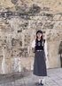 托瑪菲連衣裙春季女裝小香風(fēng)馬甲襯衫裙子兩件套套裝學(xué)生小個(gè)子春秋新款 一整套穿搭（連衣裙+馬甲+襯衫） M 曬單實(shí)拍圖