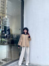 艾萊依短款羽絨服女士新款冬季時尚拼接針織翻領(lǐng)軟糯外套運動短裝 松果棕 S 155【建議80-110斤】 曬單實拍圖