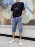 羅蒙（ROMON）牛仔短褲男2024夏季薄款7分褲潮牌寬松直筒中褲夏天男士七分褲子 藍(lán)色【923款】 32 腰圍2尺50 曬單實拍圖