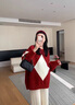 朶云離春秋慵懶風圣誕氛圍感紅色寬松加厚毛衣女2025新款洋氣針織衫上衣 紅色 M 曬單實拍圖