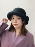 上海故事純羊毛帽子女秋冬保暖毛呢禮帽復古卷檐網(wǎng)紗緞面玫瑰圓頂帽 黑色 曬單實(shí)拍圖