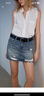 MO&Co.牛仔半身裙微A短裙夏愛(ài)心波點(diǎn)中腰破洞手工磨白甜酷摩安珂 牛仔藍色 M 165 曬單實(shí)拍圖