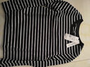 假日概念棉條紋長(cháng)袖t恤女修身2025早春新款圓領(lǐng)內搭棉橫條打底衫上衣 黑底白條 L 曬單實(shí)拍圖