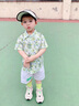 FNJ KIDS男童短袖套裝夏季新款帥氣寶寶薄款衣服兒童襯衫短褲兩件套 綠色 110 （建議身高100-110cm） 曬單實拍圖
