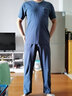 家樂芬[萊卡棉]2022年新款睡衣男士夏季純棉短袖長褲家居服男款夏天薄款 A924112藏藍 2XL （180） 建議體重160斤-180斤 曬單實拍圖