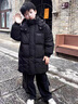 G.DUCKKIDS男童羽絨服2025新款洋氣兒童秋冬季外套加厚極寒寶寶白鴨絨中長款 黑色90白鴨絨 120 cm 曬單實拍圖
