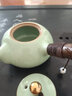 陶立方 茶壺茶具單壺便攜側把壺陶瓷汝窯開片蟬翼過濾手把壺 汝窯天青木側把壺 曬單實拍圖