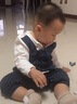 依爾嬰男寶寶周歲禮服英倫風(fēng)百天宴假兩件小西裝連體衣嬰兒滿月衣服春秋 藏青條紳士 長袖 90cm 曬單實(shí)拍圖