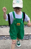 G.DUCKKIDS兒童炸街背帶褲夏裝新款女寶寶短褲男童小中童五分褲男女童吊帶褲 綠色背帶短褲 90 適合80cm左右 曬單實拍圖