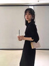 clotho Rennie品牌女裝收腰雪紡連衣裙女2025夏季新款氣質(zhì)遮肚顯瘦時(shí)尚中長(zhǎng)裙子 黑色 M 曬單實(shí)拍圖