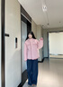 鴨鴨（YAYA）羽絨服女2025年冬季新款羊羔絨連帽時尚寬松加厚保暖百搭外套YX 粉色 M (170) 曬單實拍圖