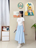 優(yōu)優(yōu)1點(diǎn)（Yoyo one）女童夏裝褲子新款休閑褲兒童裙褲夏季冰絲長(zhǎng)褲女大童闊腿褲 2170藍(lán)色 130 曬單實(shí)拍圖