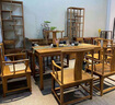 尋古紅木家具非洲雞翅木（學(xué)名：非洲崖豆木）長(cháng)方形餐桌椅組合實(shí)木書(shū)桌干泡茶桌新中式餐廳飯桌O 單桌：長(cháng)130*寬80*高78cm 曬單實(shí)拍圖