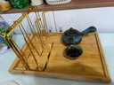 DELISOGA 茶盤(pán)家用長(cháng)方形托盤(pán)北歐風(fēng)格現代輕奢竹制放玻璃杯子架子茶具 【金色架+竹木托盤(pán)】 曬單實(shí)拍圖