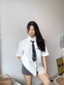 安初夏短袖襯衫男女生休閑套裝小眾DK制服情侶裝寬松襯衣男裝學(xué)院風(fēng)班服 白色兩件套+領(lǐng)帶 XL 【120-140斤】 曬單實(shí)拍圖