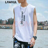 LAWKUL背心男士夏季透氣寬肩休閑青年韓版潮流修身坎肩t無(wú)袖背心打底衫 白色 XL 曬單實(shí)拍圖
