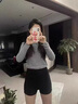 皮爾卡丹（pierre cardin）加厚黑色西裝短褲女秋冬2025款小個(gè)子高腰辣妹休閑褲顯瘦外穿靴褲 黑色 S 曬單實(shí)拍圖