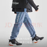 moodytiger兒童長(cháng)褲搖粒絨秋冬裝拼接耐磨防風(fēng)寬松男童褲子束腳運動(dòng)女童下裝 瓷青灰 120 cm 曬單實(shí)拍圖