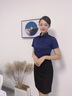 伊婭莎職業(yè)裝短袖襯衫女夏彈力襯衣氣質(zhì)面試工作服商務(wù)正裝銷售教師工裝 單件藏青色襯衫 L 建議100-110斤 曬單實(shí)拍圖