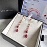 若華（RUOHUA）煙雨4-5mm 鴿血紅寶石耳環(huán)女彩寶耳線(xiàn)18K流蘇耳飾生日禮物 曬單實(shí)拍圖