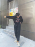 古先森拼接工裝褲男寬松秋冬季休閑褲男士大碼束腳褲美式復古哈倫長(cháng)褲子 黑色 XL 【145-160斤】 曬單實(shí)拍圖