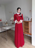 塞德勒新中式敬酒服新娘2025新款訂婚回門(mén)禮服裙長(cháng)袖女結婚冬季加厚加絨 酒紅色 S（建議86-95斤) 曬單實(shí)拍圖