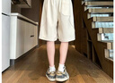 凡衣儂  美式復古短褲男夏季新款直筒透氣五分運動(dòng)休閑寬松籃球大褲衩子 米白色 XL 曬單實(shí)拍圖