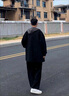 gxmy中長(cháng)款夾克外套男士休閑套裝秋冬季青少年痞帥氣衣服男裝三件套 黑色外套+黑色毛衣+常規小西褲 XL 【建議125-140斤 曬單實(shí)拍圖