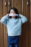 IVY HOUSE常春藤兒童裝女童2023年冬季新款學(xué)院風(fēng)綿軟圓領(lǐng)套頭毛衣舒適保暖 水藍色 110 /52cm 曬單實(shí)拍圖