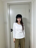 莫代爾長(cháng)袖t恤女圓領(lǐng)打底衫女修身正肩低領(lǐng)內搭百搭黑色上衣外穿 白色（棉） M【90-102斤】 曬單實(shí)拍圖