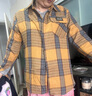 花嵐娜純棉春秋冬新款寬松顯瘦格子襯衫女外搭洋氣加絨襯衣春裝百搭上衣 黃色 有袋蓋 2XL 建議105-120斤 曬單實(shí)拍圖