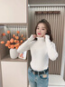 YRTD高端品牌  羊絨衫女100%山羊絨一線(xiàn)成衣秋冬高領(lǐng)修身打底加厚毛衣 白色 M碼【建議95-110斤】 曬單實(shí)拍圖