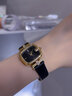 依文琳手表女學(xué)生時(shí)尚簡(jiǎn)約女高中生氣質(zhì)復古方形新款石英腕表送女友 黑皮黑金框 曬單實(shí)拍圖