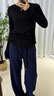 AEMAPE藏青色闊腿褲女春2025新款秋加絨休閑褲直筒衛(wèi)褲窄版香蕉運動褲夏 春秋款藏青色 小個子 M 建議100-110斤 曬單實拍圖