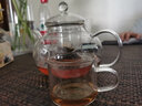 益馨榮 耐高溫玻璃茶具水果紅草花茶壺套裝 茶壺茶水分離 壺+（6把杯） 600ml 曬單實(shí)拍圖