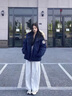冊裁（CECAI）工裝派克羽絨棉服2025冬季新款加厚美式情侶大毛領(lǐng)棉衣外套 藏青色 L 曬單實(shí)拍圖