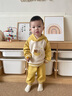幼歌（YOUGE）嬰幼兒冬季新款小動(dòng)物印花衛衣彈力褲舒適保暖套裝 明黃色（66-80兩用襠） 90 cm 曬單實(shí)拍圖