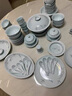 瓊璠昉釉下彩景德鎮(zhèn)高嶺土高溫青瓷家用碗碟餐具套裝輕奢喬遷送禮碗盤 清風(fēng)細(xì)雨【10人實(shí)用配置】 70件套 曬單實(shí)拍圖