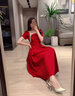 麥斯貝思敬酒服新娘遮肚子酒紅色訂婚衣服女禮服連衣裙小個子大碼 酒紅色 L 曬單實拍圖